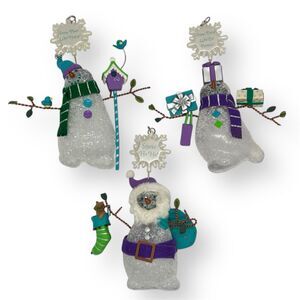 VTG Hallmark Keepsake Snowman's Land Christmas Ornament 2003 Set of 3 Glittery